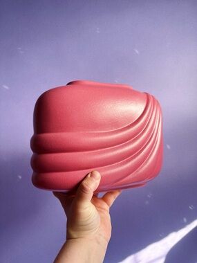 Art Deco Revival Post Modern Pink Bisque Wrap Ceramic Vase